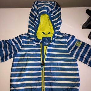 Baby Gap 6-12m blue & white striped rain coat